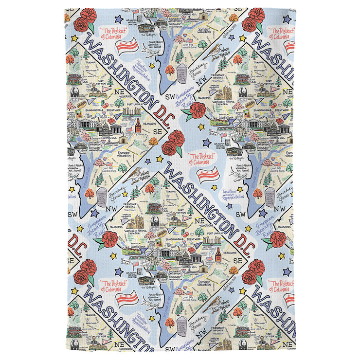 Washington D.C. Map Repeat Kitchen Towel