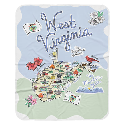 West Virginia Map Baby Blanket - JERSEY