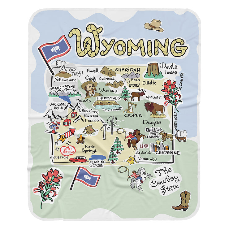 Wyoming Map Baby Blanket - JERSEY