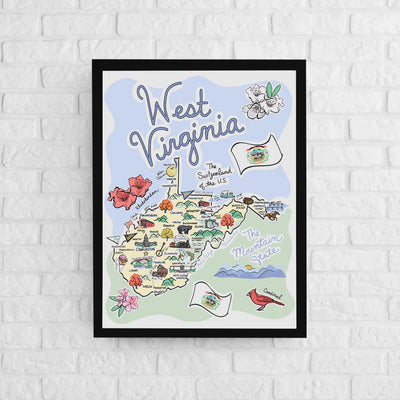 West Virginia Map Poster