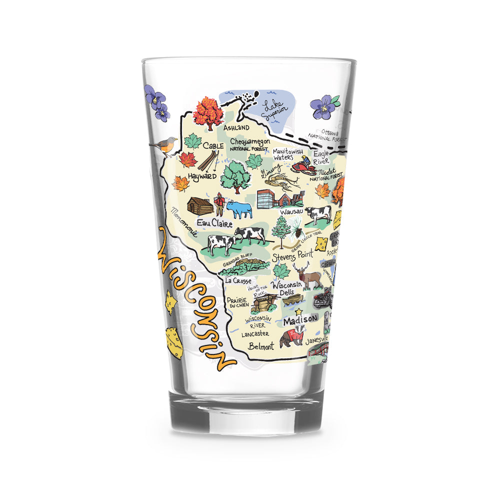 Wisconsin Map Glass
