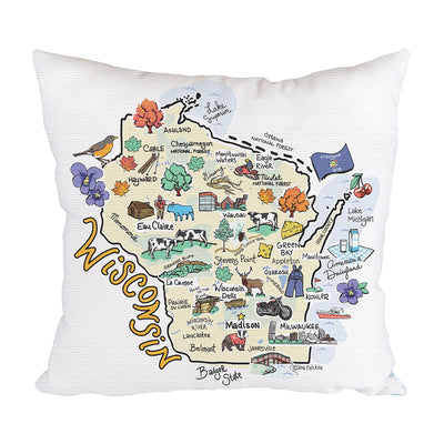 Wisconsin Map Pillow