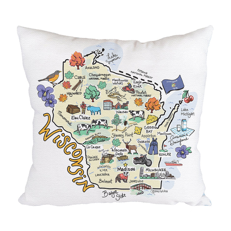 Wisconsin Map Pillow