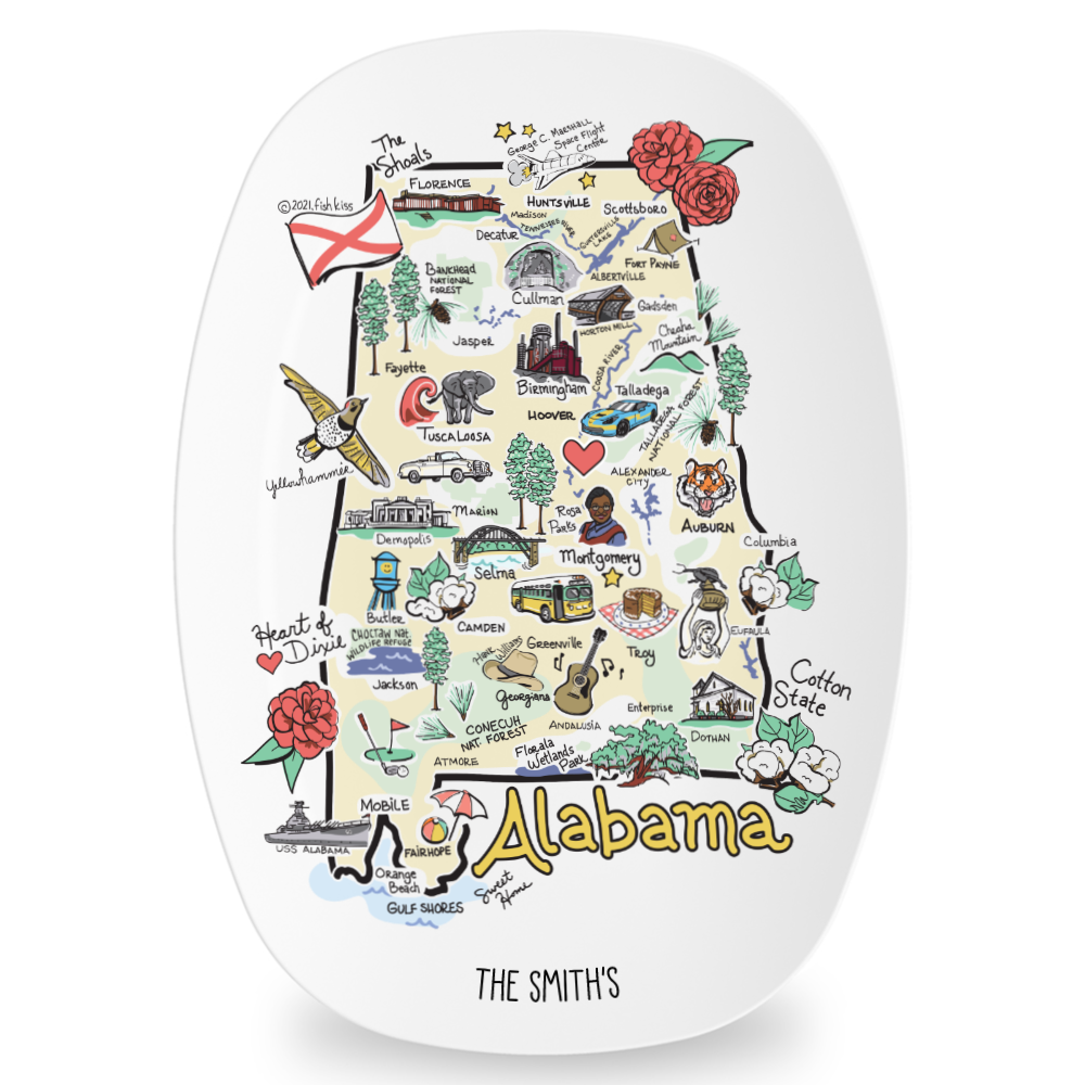Custom Alabama Map Platter