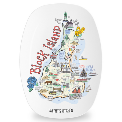 Custom Block Island Map Platter