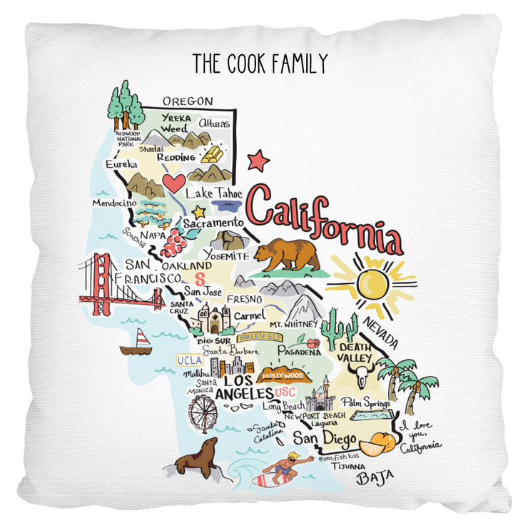 Custom California Map Pillow