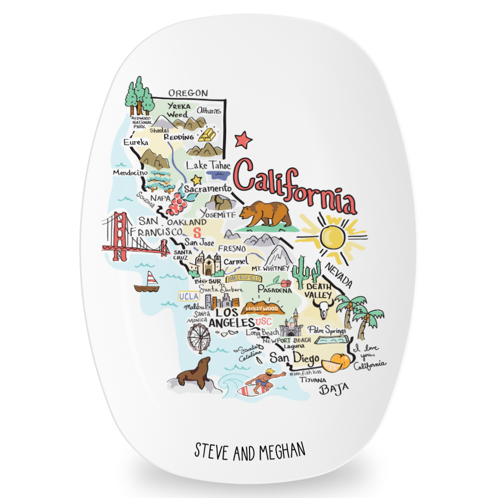Custom California Map Platter