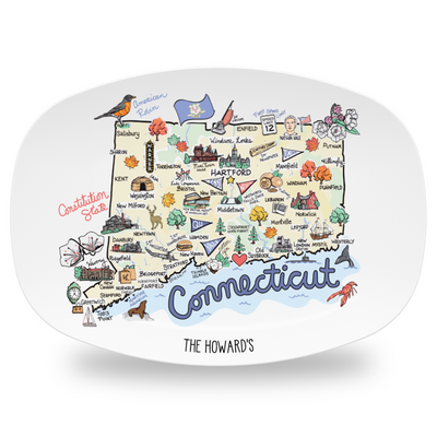 Custom Connecticut Map Platter
