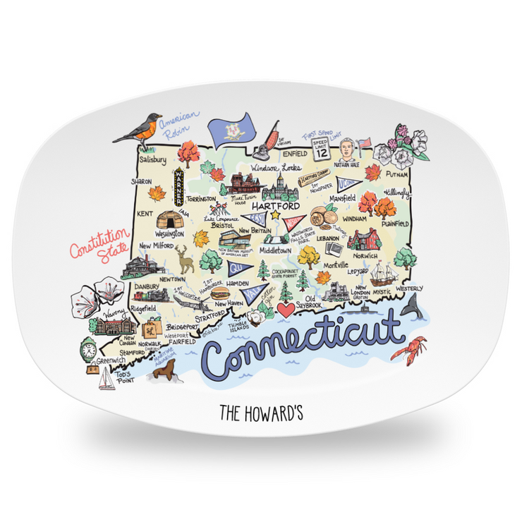 Custom Connecticut Map Platter