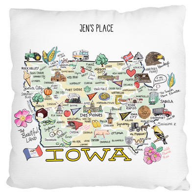 Custom Iowa Map Pillow