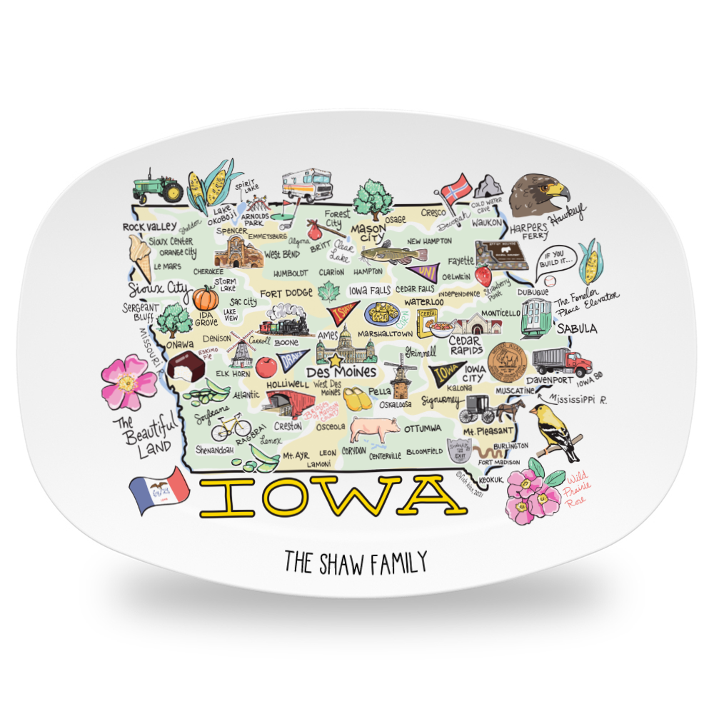 Custom Iowa Map Platter