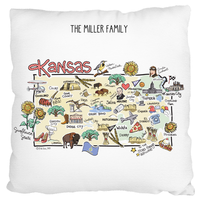 Custom Kansas Map Pillow
