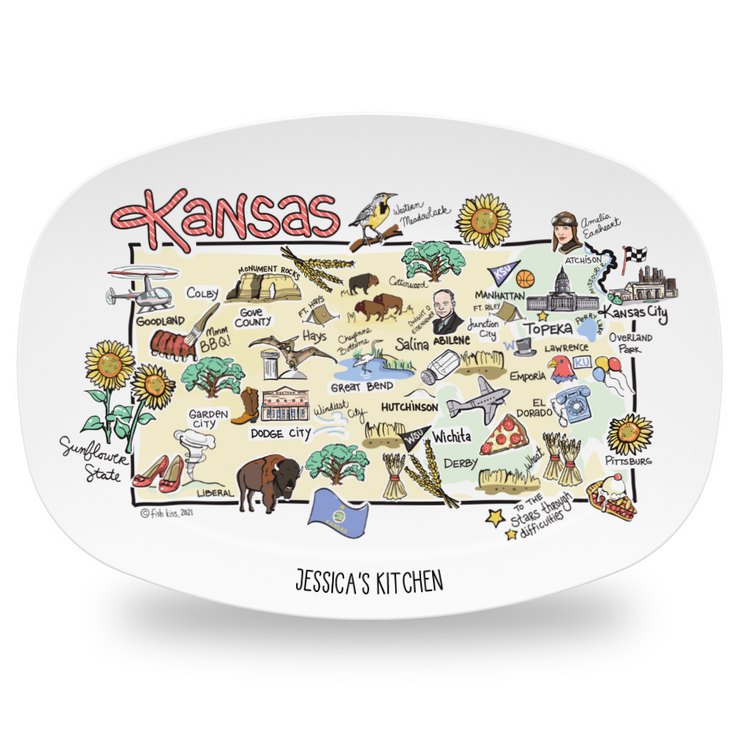 Custom Kansas Map Platter