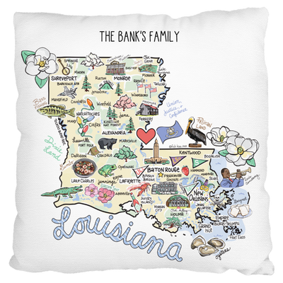 Custom Louisiana Map Pillow