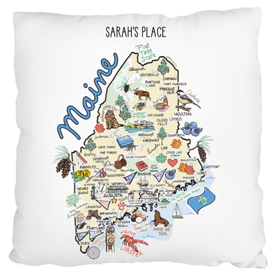 Custom Maine Map Pillow