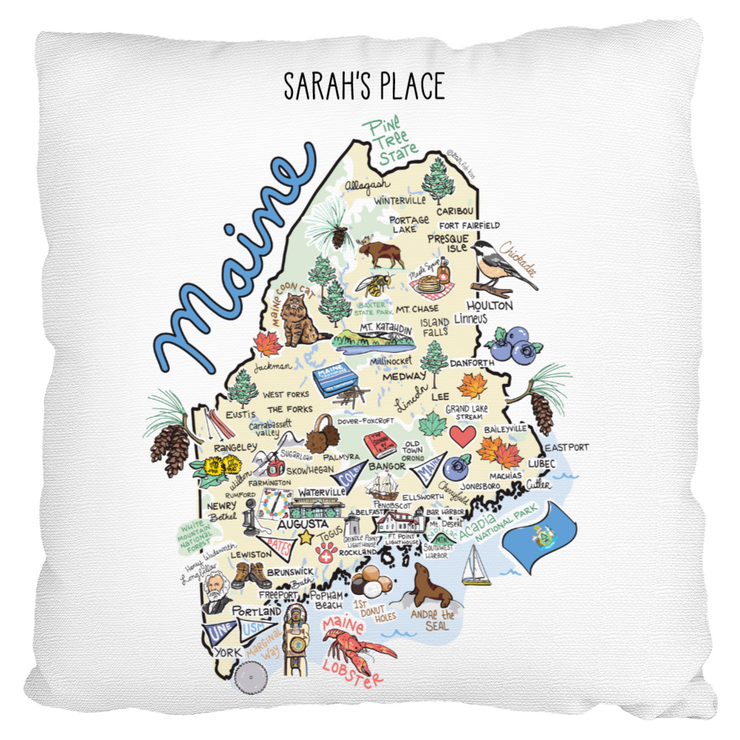 Custom Maine Map Pillow