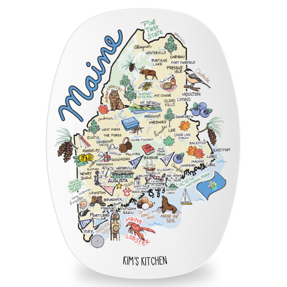 Custom Maine Map Platter