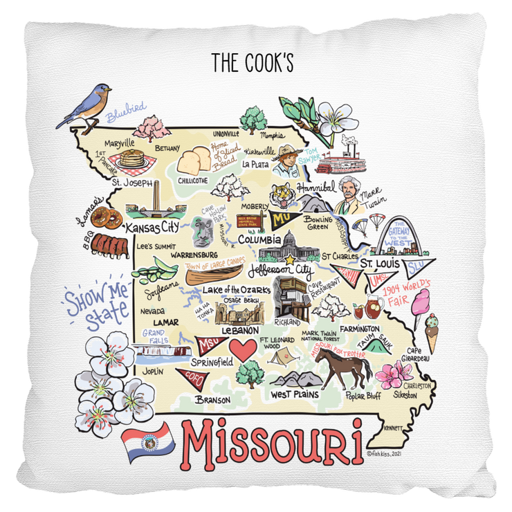 Custom Missouri Map Pillow