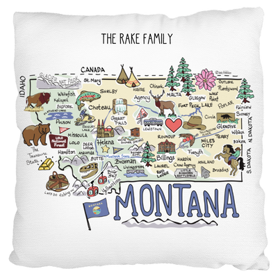 Custom Montana Map Pillow