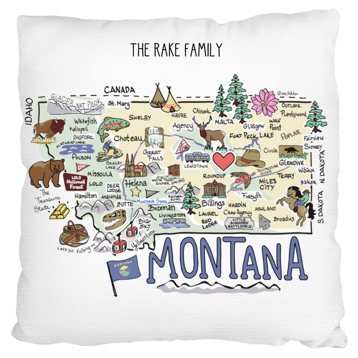 Custom Montana Map Pillow
