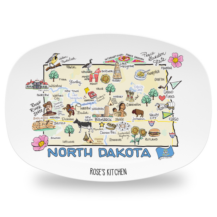 Custom North Dakota Map Platter