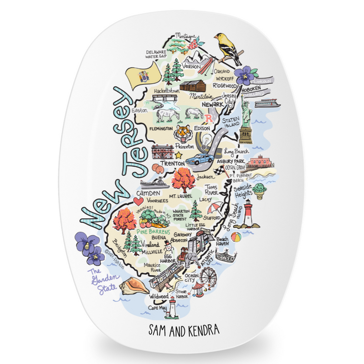 Custom New Jersey Map Platter