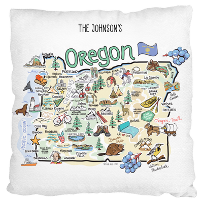 Custom Oregon Map Pillow