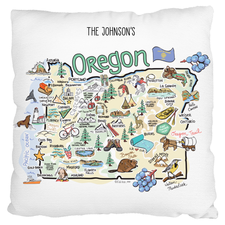 Custom Oregon Map Pillow
