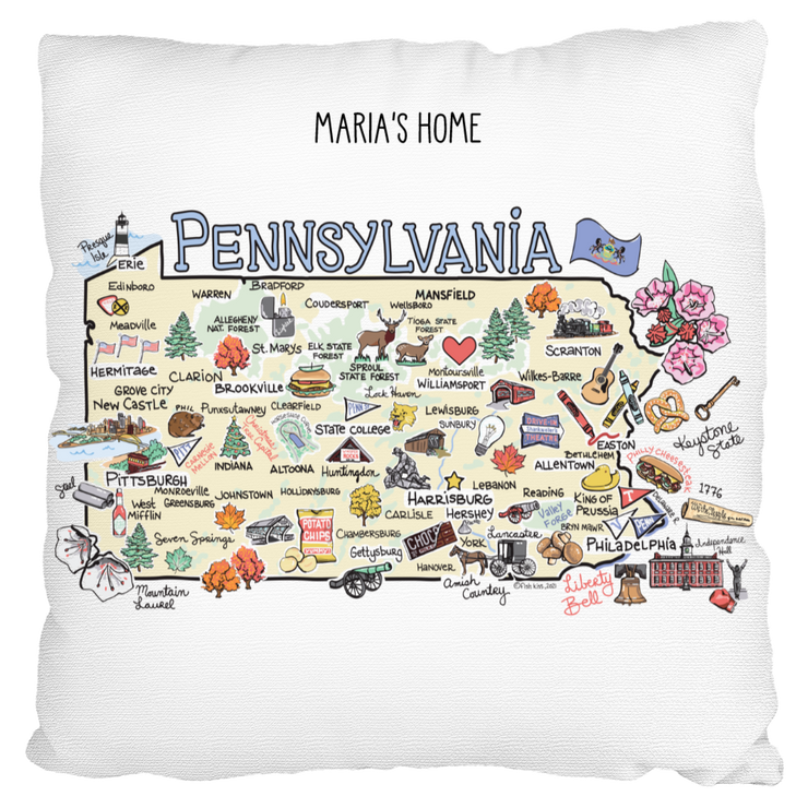 Custom Pennsylvania Map Pillow