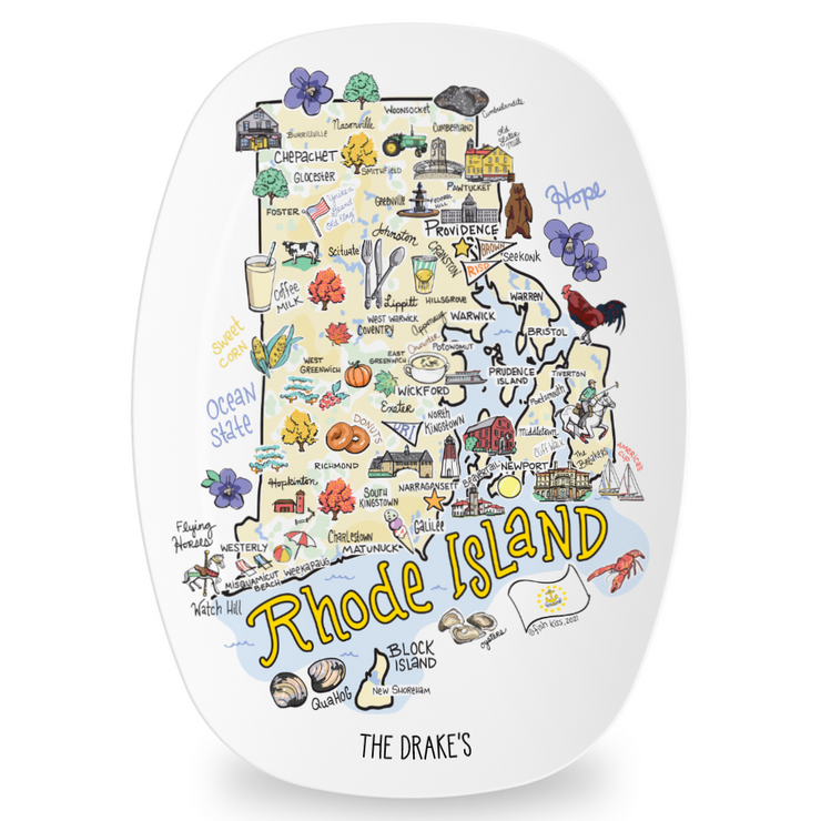 Custom Rhode Island Map Platter