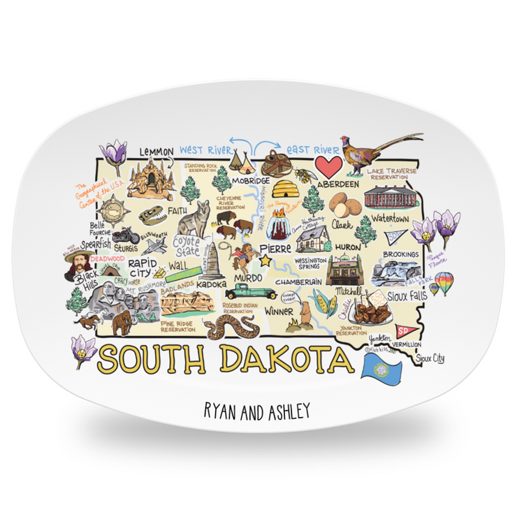Custom South Dakota Map Platter