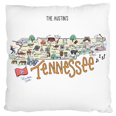 Custom Tennessee Map Pillow