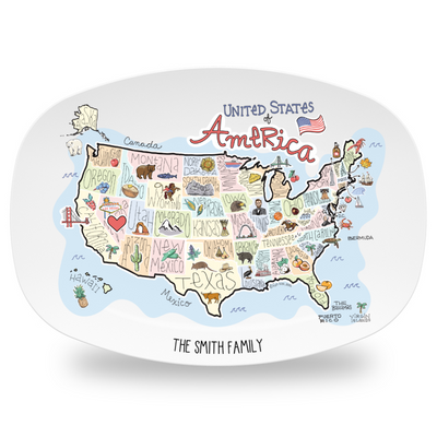 Custom America Map Platter