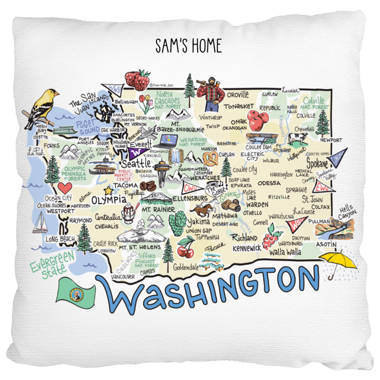 Custom Washington Map Pillow