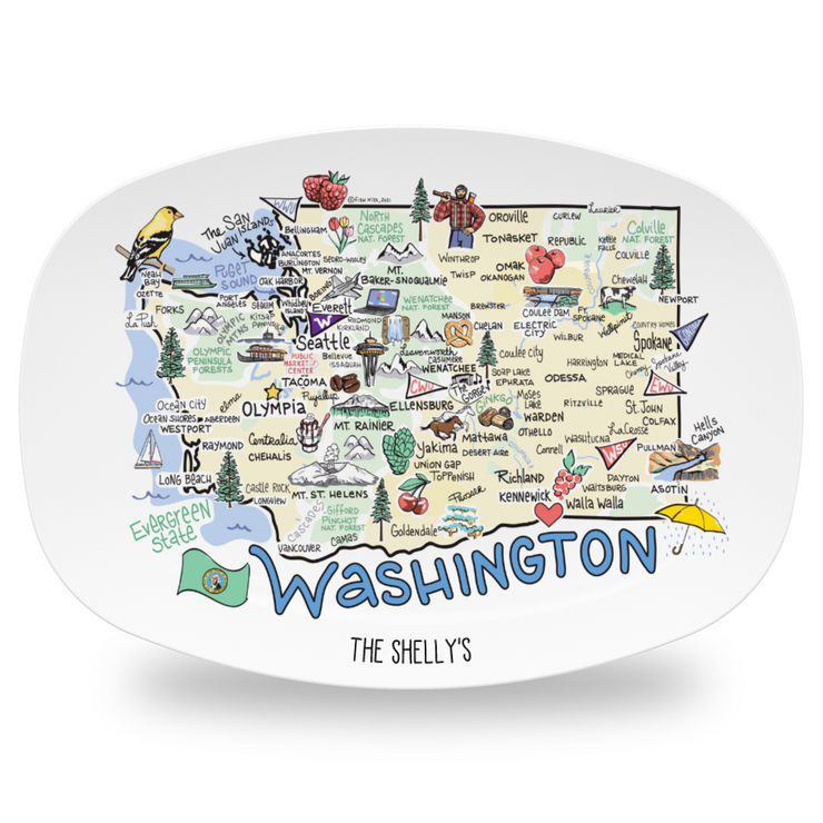 Custom Washington Map Platter