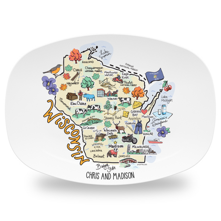 Custom Wisconsin Map Platter