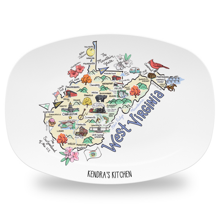 Custom West Virginia Map Platter