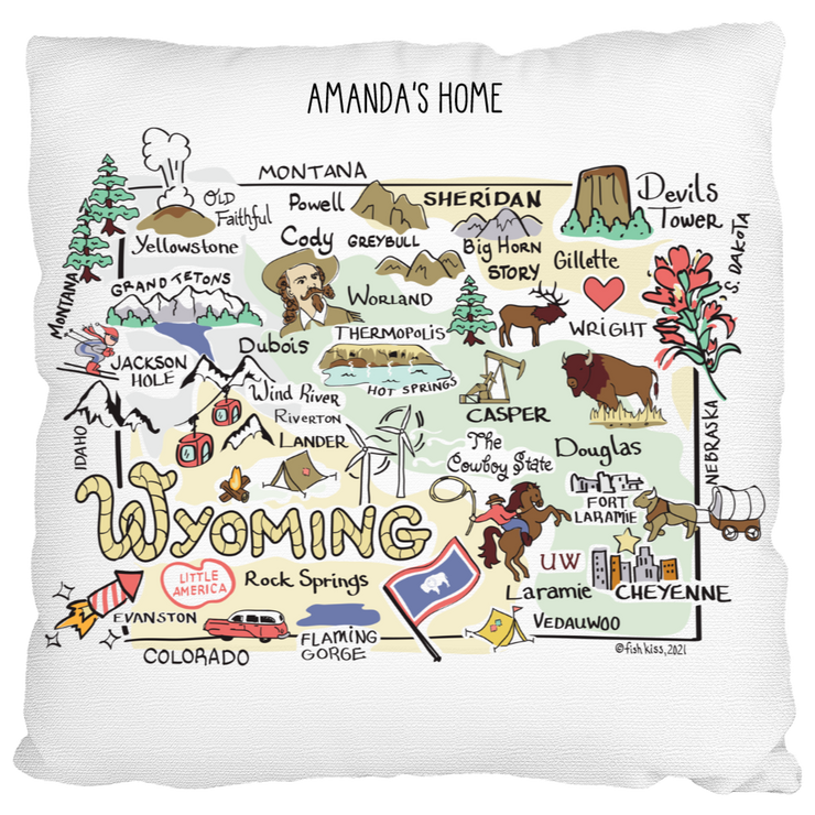 Custom Wyoming Map Pillow