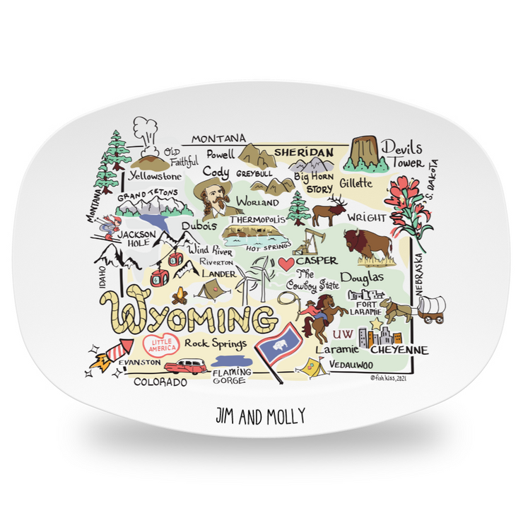 Custom Wyoming Map Platter